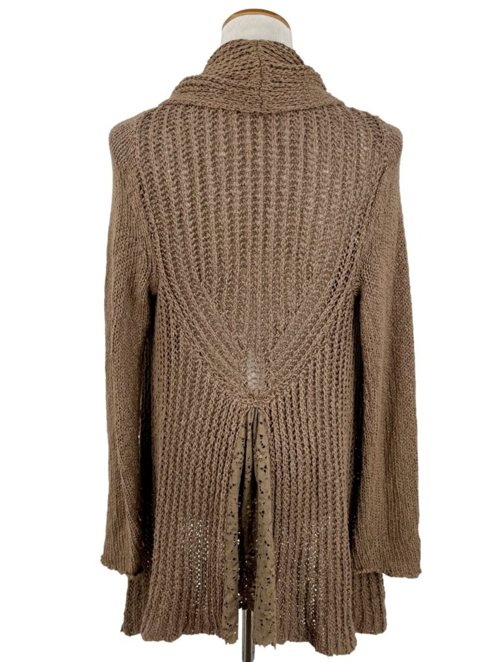 Anthropologie Brown Lace Trim Knit Cardigan Sweater S | Boho Grunge Fairycore - Picture 12 of 16